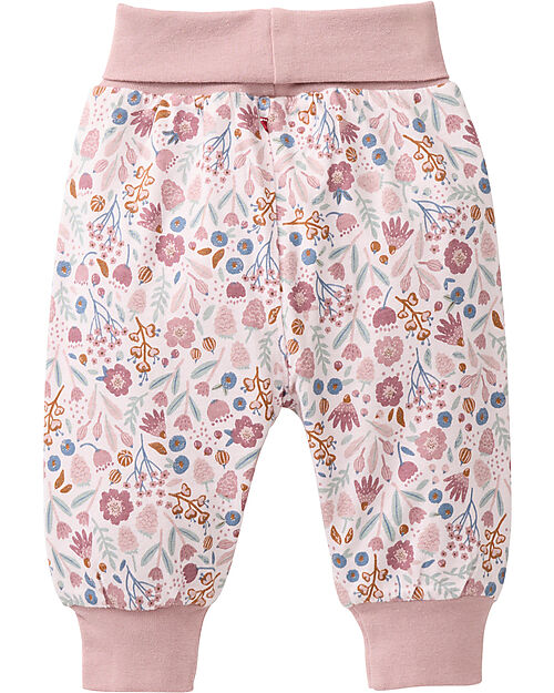 People Wear Organic Pantalone a Fiori Vita Reversibile - Rosa - Cotone GOTS Pantaloni Lunghi