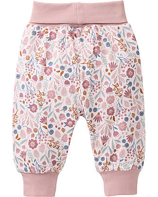 People Wear Organic Pantalone a Fiori Vita Reversibile - Rosa - Cotone GOTS Pantaloni Lunghi
