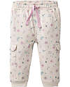People Wear Organic Pantaloni in Tuta Cargo - Beige con Fiori - 100% Cotone Biologico - Certificazione GOTS Pantaloni Lunghi