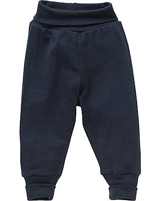 People Wear Organic Pantaloni Lunghi - Blu Scuro - Lana e Seta Bio GOTS Pantaloni Lunghi