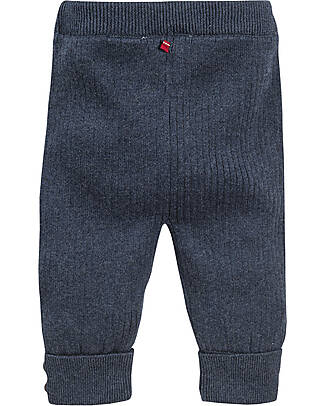 People Wear Organic Pantaloni Lunghi - Blu Scuro Melange - Maglia a Costine di Cotone Bio GOTS Pantaloni Lunghi