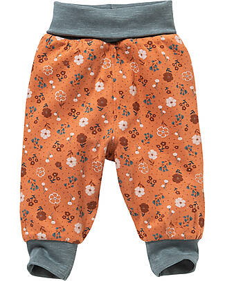 People Wear Organic Pantaloni Reversibili 2in1 - Eucalipto Prato Autunnale- Terra di Siena Fiori - Cotone Bio GOTS Pantaloni Lunghi