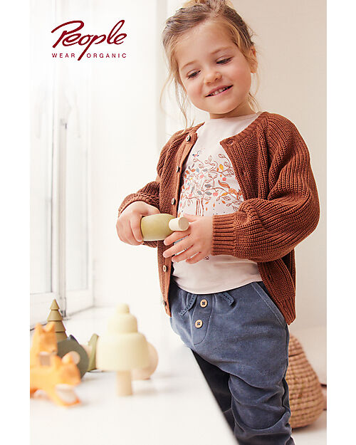 People Wear Organic Pantaloni Tuta - Blu Notte - Felpa di Cotone Bio GOTS Pantaloni Lunghi