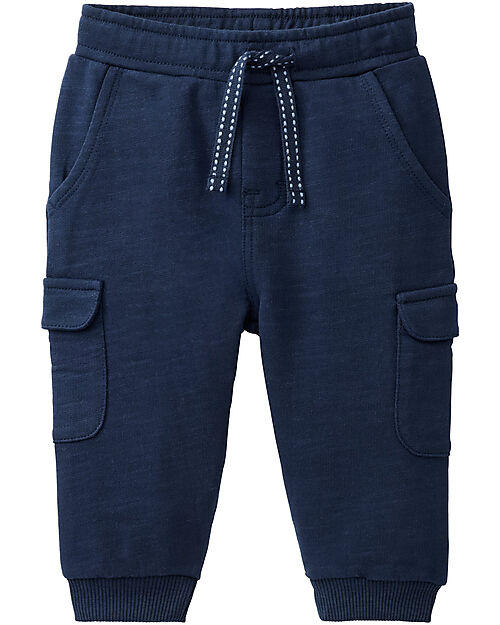 People Wear Organic Pantaloni Tuta Cargo - Blu - Cotone GOTS Pantaloni Lunghi