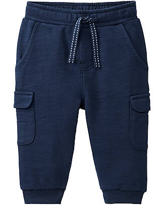 People Wear Organic Pantaloni Tuta Cargo - Blu - Cotone GOTS Pantaloni Lunghi