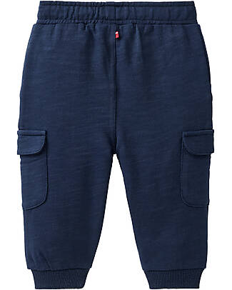 People Wear Organic Pantaloni Tuta Cargo - Blu - Cotone GOTS Pantaloni Lunghi