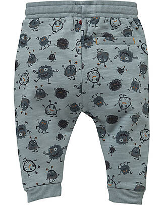 People Wear Organic Pantaloni Tuta - Eucalipto Monsters - Felpa di Cotone Bio GOTS Pantaloni Lunghi