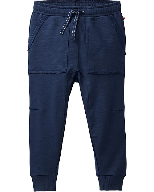 People Wear Organic Pantaloni Tuta Tasche Frontali - Blu - Cotone GOTS Pantaloni Lunghi