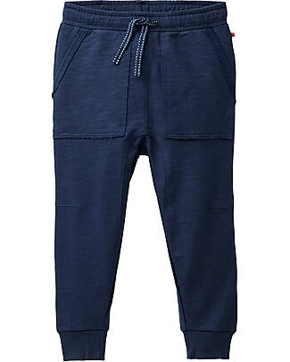 People Wear Organic Pantaloni Tuta Tasche Frontali - Blu - Cotone GOTS Pantaloni Lunghi