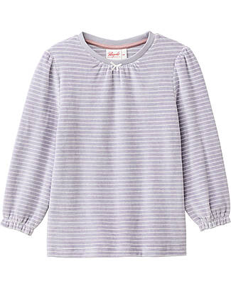 People Wear Organic Pigiama a Righe con Polsini - Bianco e Grigio - Cotone GOTS Pigiami