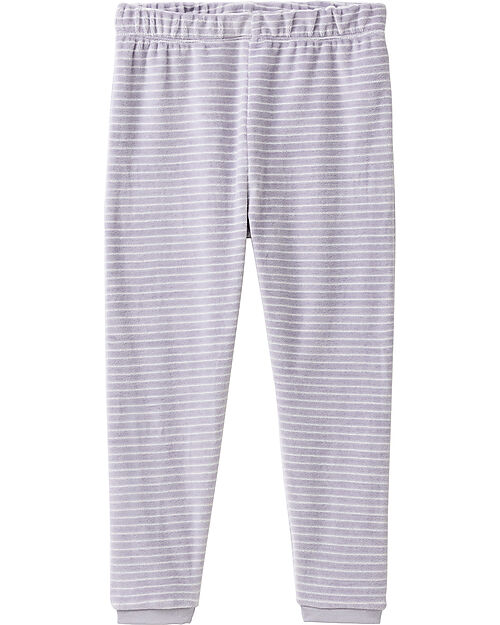 People Wear Organic Pigiama a Righe con Polsini - Bianco e Grigio - Cotone GOTS Pigiami