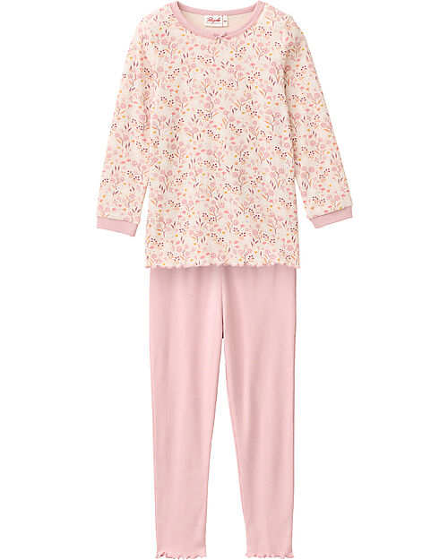 People Wear Organic Pigiama Lungo a Fiori - Rosa - Cotone GOTS Pigiami