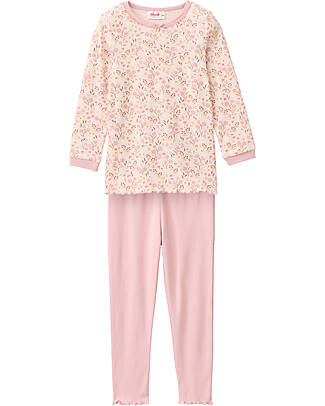 People Wear Organic Pigiama Lungo a Fiori - Rosa - Cotone GOTS Pigiami