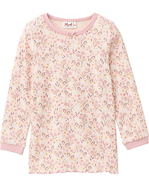 People Wear Organic Pigiama Lungo a Fiori - Rosa - Cotone GOTS Pigiami