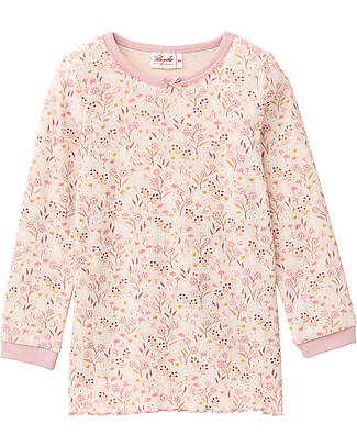 People Wear Organic Pigiama Lungo a Fiori - Rosa - Cotone GOTS Pigiami