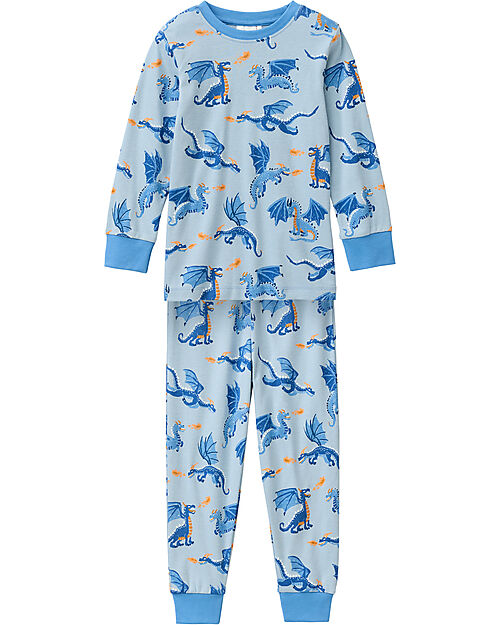 People Wear Organic Pigiama Lungo Draghi - Azzurro - Cotone GOTS Pigiami