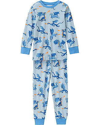 People Wear Organic Pigiama Lungo Draghi - Azzurro - Cotone GOTS Pigiami