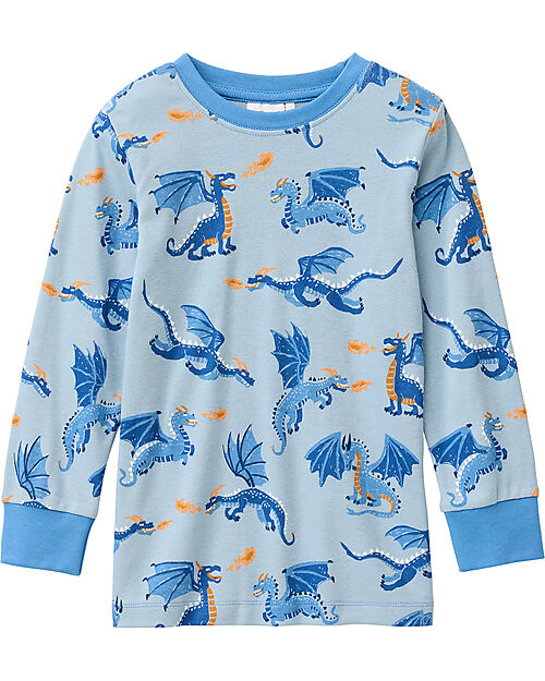 People Wear Organic Pigiama Lungo Draghi - Azzurro - Cotone GOTS Pigiami