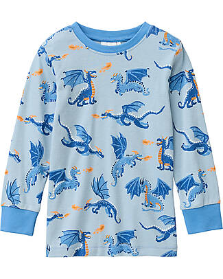 People Wear Organic Pigiama Lungo Draghi - Azzurro - Cotone GOTS Pigiami