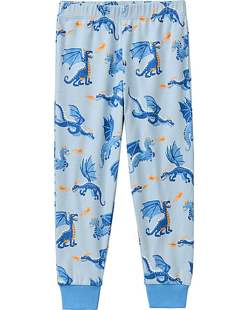 People Wear Organic Pigiama Lungo Draghi - Azzurro - Cotone GOTS Pigiami
