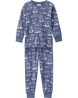 People Wear Organic Pigiama Lungo Orsi - Blu - Cotone GOTS Pigiami