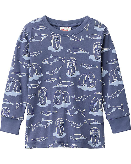 People Wear Organic Pigiama Lungo Orsi - Blu - Cotone GOTS Pigiami