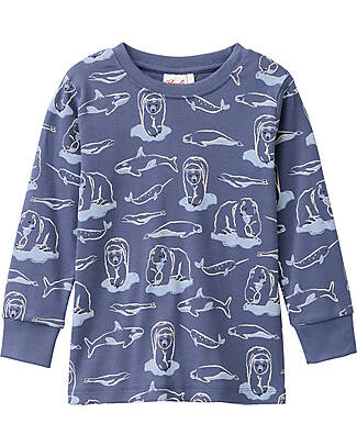 People Wear Organic Pigiama Lungo Orsi - Blu - Cotone GOTS Pigiami