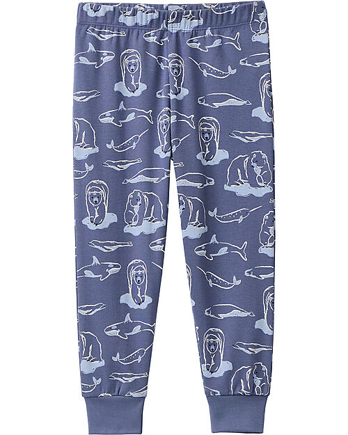 People Wear Organic Pigiama Lungo Orsi - Blu - Cotone GOTS Pigiami