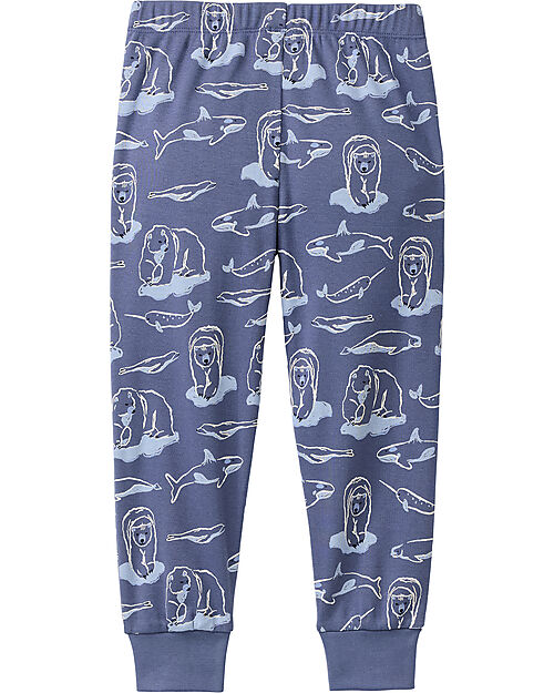 People Wear Organic Pigiama Lungo Orsi - Blu - Cotone GOTS Pigiami