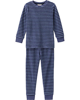 People Wear Organic Pigiama Lungo Righe - Blu - Certificazione GOTS Pigiami