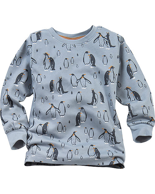 People Wear Organic Pigiama Maniche Lunghe Bimbo - Grigio Pinguini - Cotone Bio GOTS Pigiami