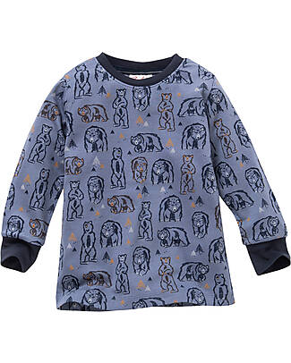 People Wear Organic Pigiama Maniche Lunghe - Blu Fumo Grizzly - Cotone Bio GOTS Pigiami