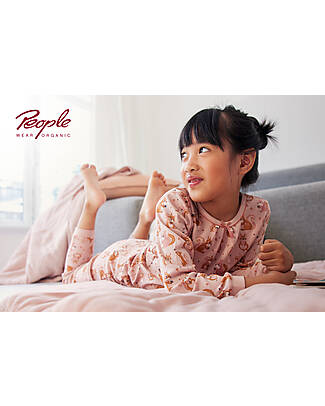 People Wear Organic Pigiama Maniche Lunghe - Rosa Scoiattolo - Cotone Bio GOTS Pigiami