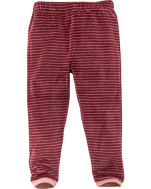 People Wear Organic Pigiama Maniche Lunghe - Rosso Scuro Linee - Cotone Bio GOTS - Morbido e Caldo Pigiami