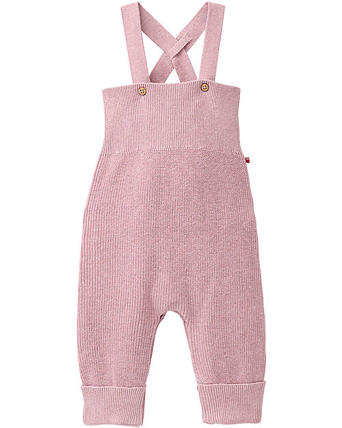 People Wear Organic Salopette a Coste con Bottoni - Rosa - Cotone GOTS Salopette