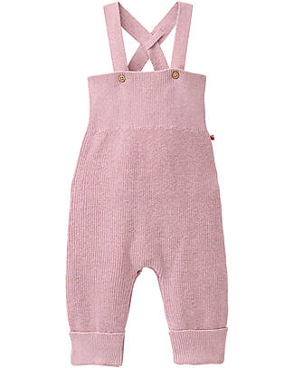 People Wear Organic Salopette a Coste con Bottoni - Rosa - Cotone GOTS Salopette