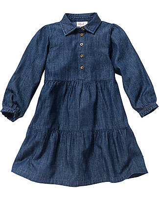 People Wear Organic Vestito Manica Lunga - Blu Melange - Denim di Cotone Bio GOTS Vestiti_