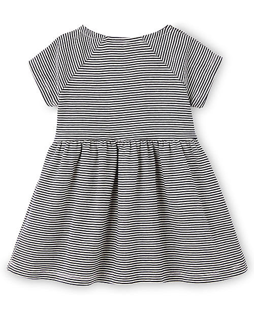 Petit Bateau Abito Blondin, Bianco e Blu, 100% Cotone Vestiti_