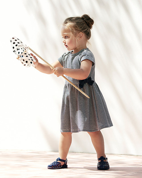 Petit Bateau Abito Blondin, Bianco e Blu, 100% Cotone Vestiti_