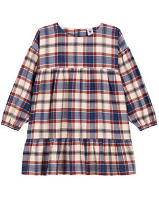 Petit Bateau Abito in Flanella Manica Lunga - Fantasia Quadri Vestiti_