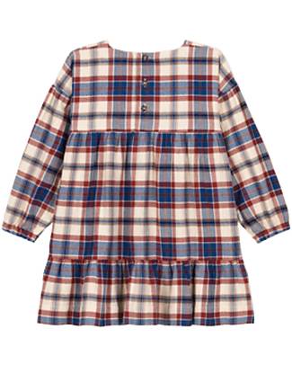 Petit Bateau Abito in Flanella Manica Lunga - Fantasia Quadri Vestiti_