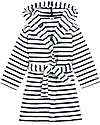 Petit Bateau Accappatoio in Spugna - Bianco/Blu - 100% Cotone Bio Oeko-Tex - con Cappuccio e Cintura Accappatoi e Asciugamani
