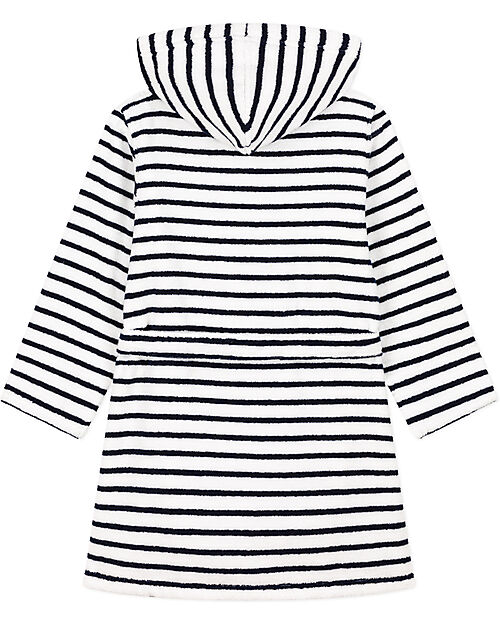 Petit Bateau Accappatoio in Spugna - Bianco/Blu - 100% Cotone Bio Oeko-Tex - con Cappuccio e Cintura
 Accappatoi e Asciugamani