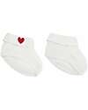 Petit Bateau Babbucce da Neonato Lavorate a Maglia - Bianco - Cuore - 100% Cotone Pantofole