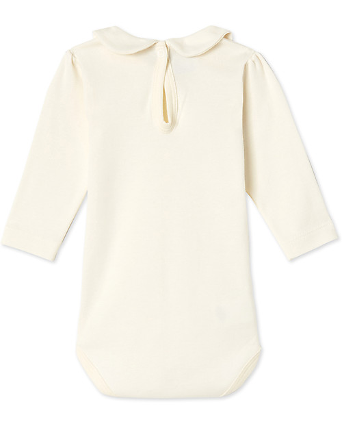 Petit Bateau Body Bimba Maniche Lunghe con Colletto, Bianco Tutine Lunghe