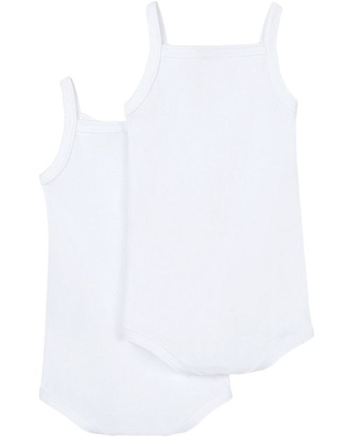 Petit Bateau Body con Spalline, Pacco da 2 - Bianco - 100% Cotone Body Manica Corta