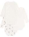 Petit Bateau Body Incrociato Manica Lunga - Pacco da 3 - Bianco - Conigli - 100% Cotone Bio Body Manica Lunga