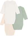 Petit Bateau Body Incrociato Manica Lunga - Pacco da 3 - Bianco/Crema e Verde - 100% Cotone Bio Body Manica Lunga