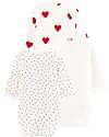 Petit Bateau Body Incrociato Manica Lunga - Pacco da 3 - Bianco - Cuori - 100% Cotone Bio Body Manica Lunga