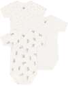 Petit Bateau Body Kimono Manica Corta - Pacco da 3 - Bianco - Stelle/Conigli - 100% Cotone Body Manica Corta